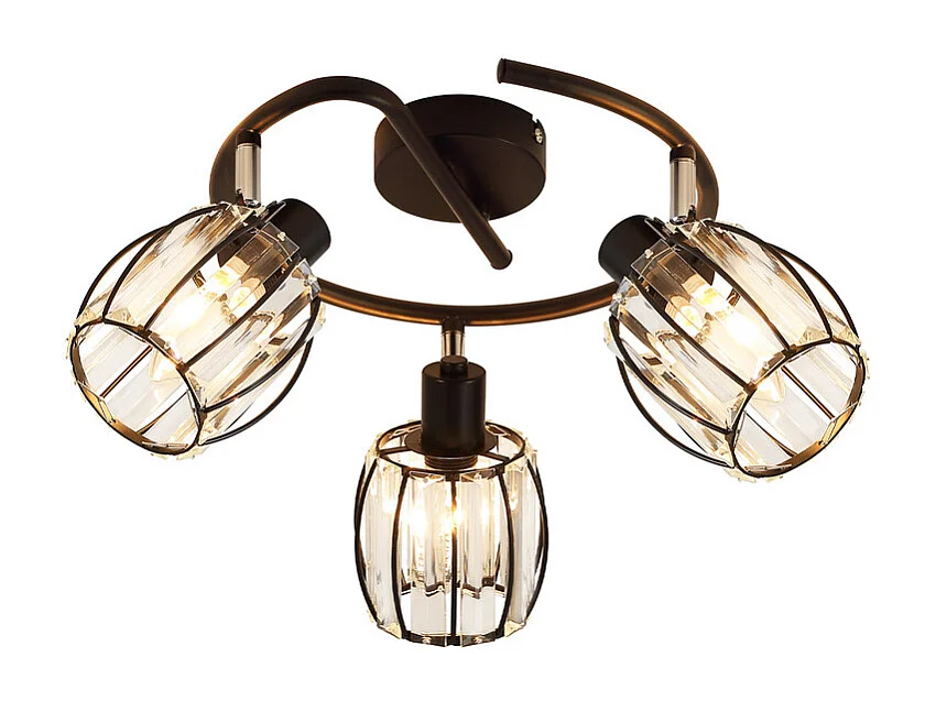 Spot De Plafond 3er En Cristal Noir Vintage E14 Pour Couloir, Pivotant à 350°, Industriel