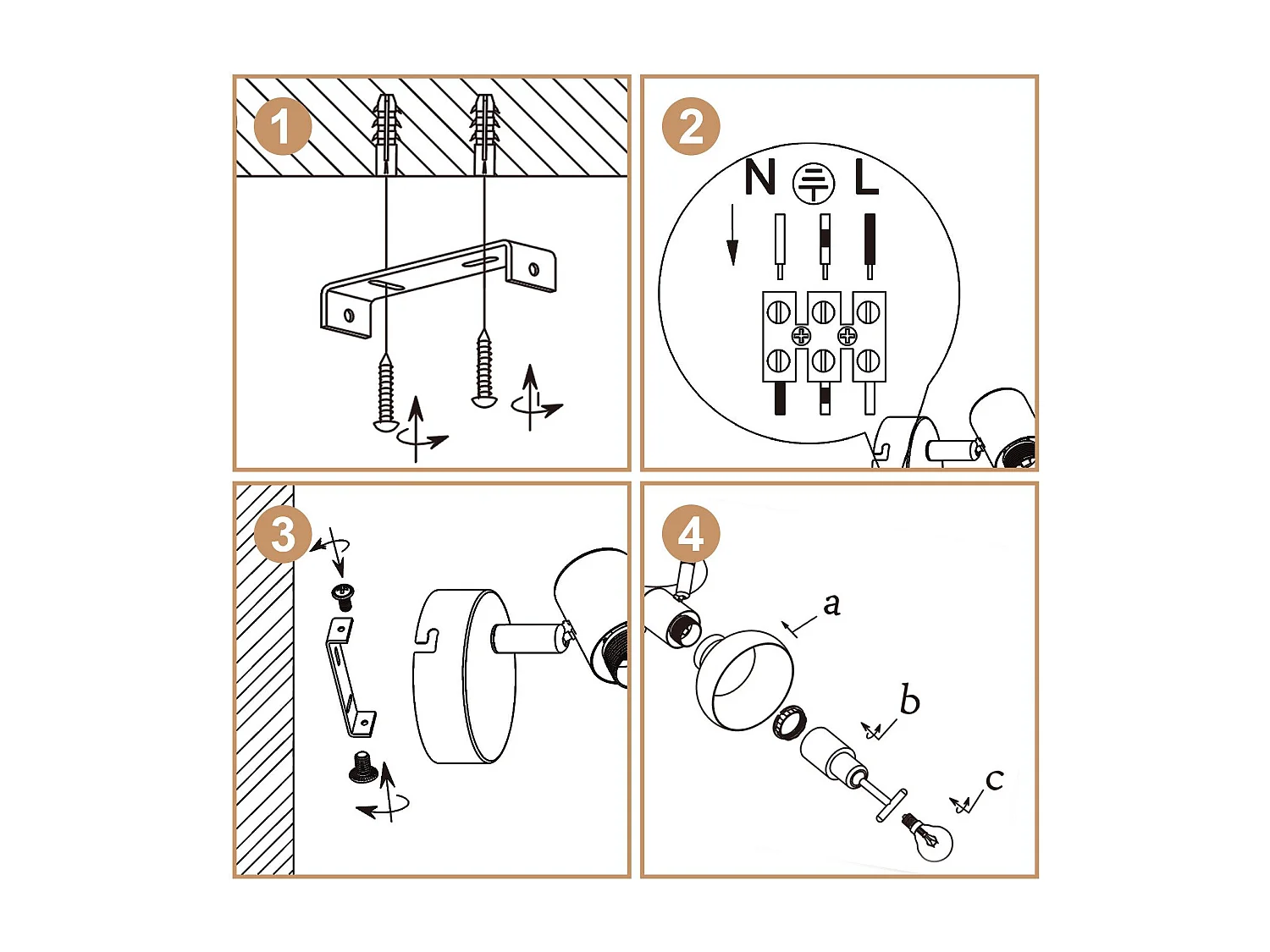 NETTLIFE Spot de plafond 1 flamme plafonnier blanc spot de couloir industriel E14 intérieur orientable à 350°