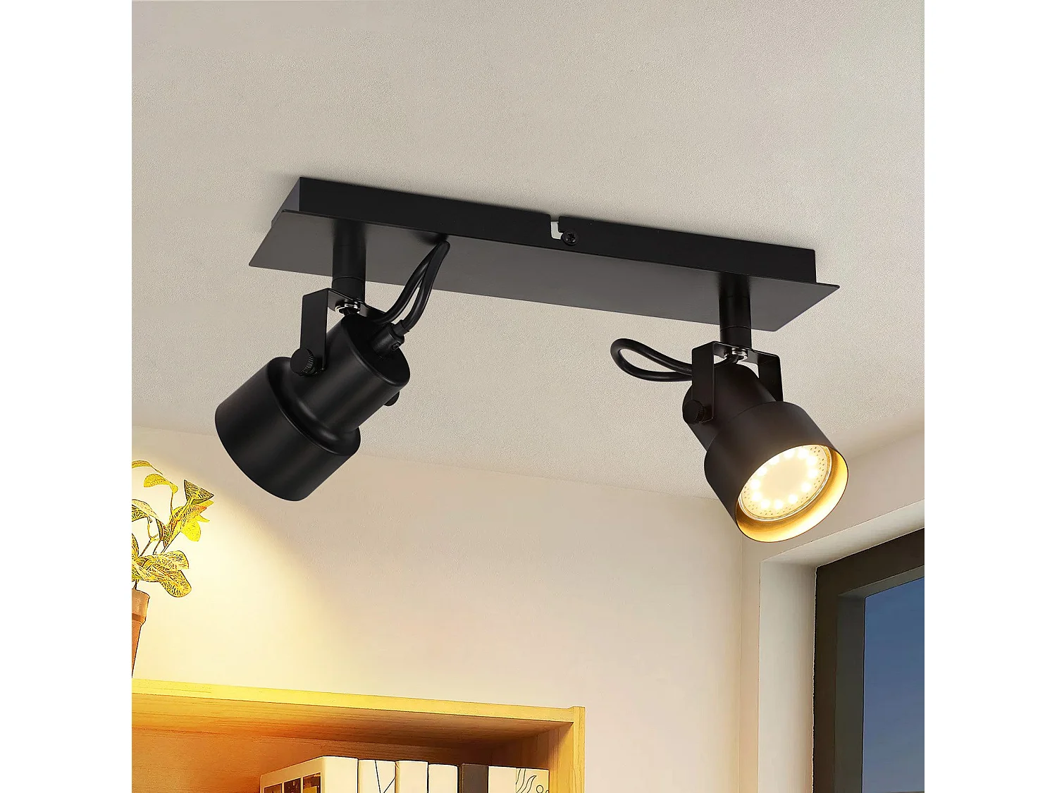 NETTLIFE Czarny sufitowy punktowy vintage lampa sufitowa GU10 lampa kuchenna do regulacji 2 płomienie vintage 350°