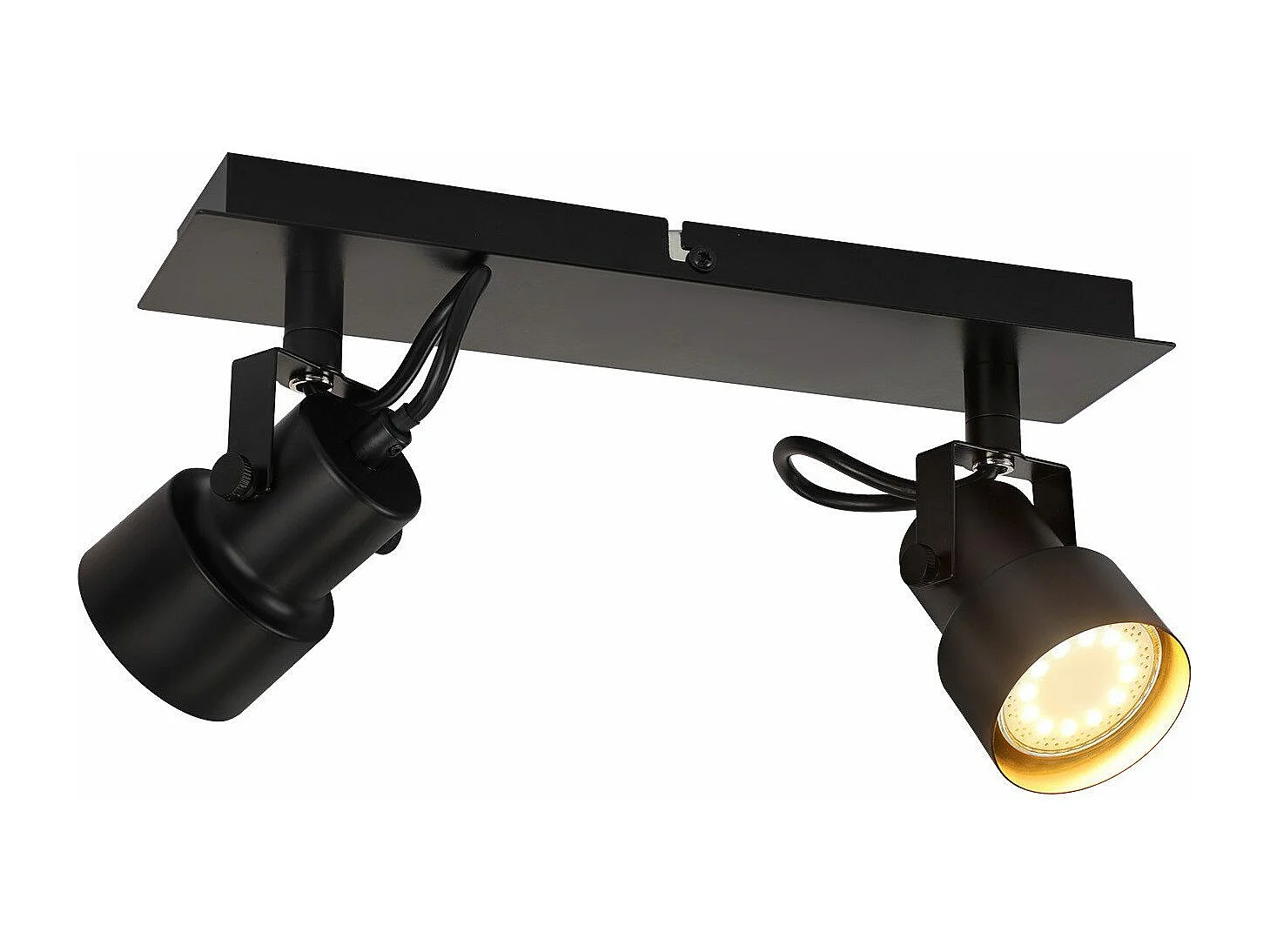 NETTLIFE Spot de Plafond Noir Plafonnier Vintage GU10 Lampe de Cuisine pour Orientable 2 Flammes Vintage 350°