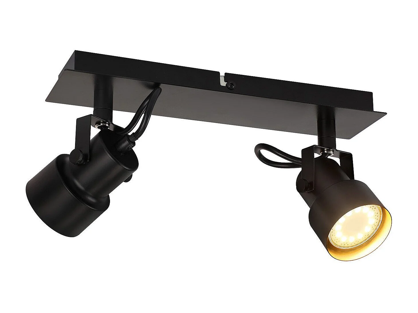 NETTLIFE Spot de Plafond Noir Plafonnier Vintage GU10 Lampe de Cuisine pour Orientable 2 Flammes Vintage 350°