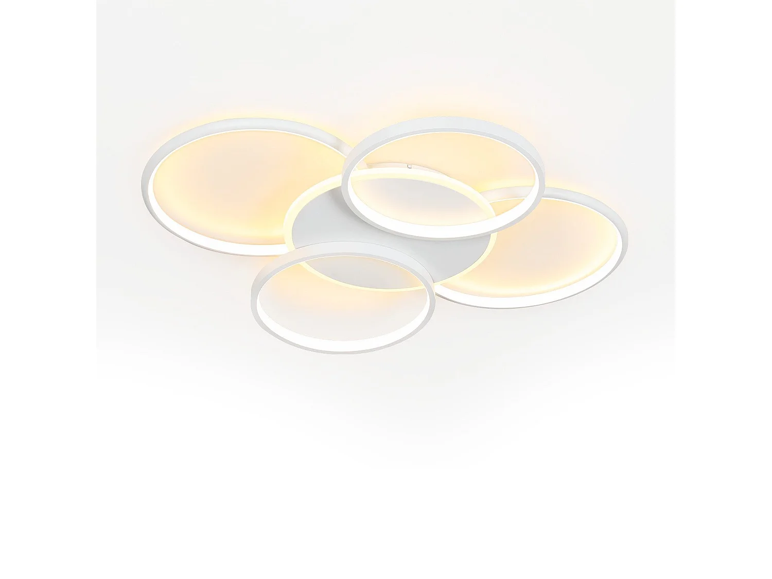 NETTLIFE Lampa sufitowa LED do salonu ściemnialna 70 W z pilotem 5 pierścieni biała nowoczesna akrylowa ściemnialna