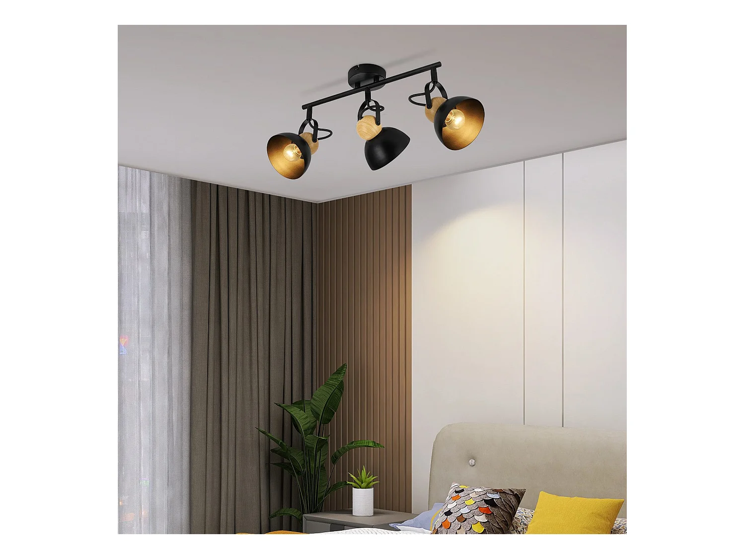 NETTLIFE Vintage Zwarte Plafondspot E27 350° Verstelbare Retro Industriële Metalen Hallamp 3 Vlammen