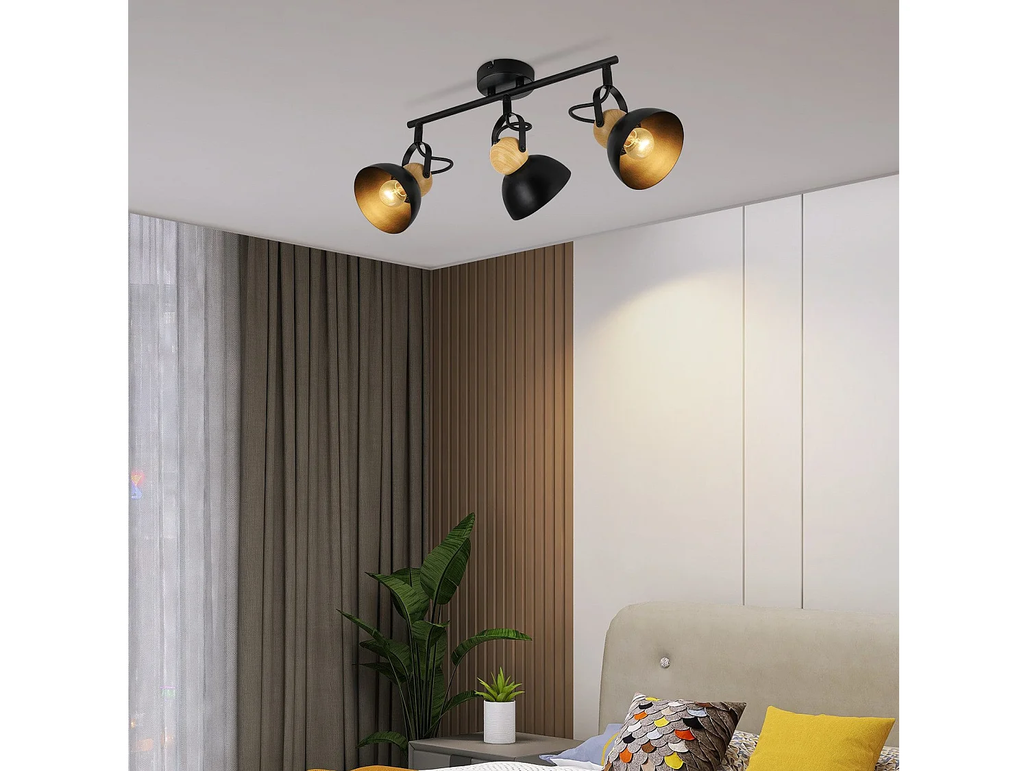 NETTLIFE Vintage Zwarte Plafondspot E27 350° Verstelbare Retro Industriële Metalen Hallamp 3 Vlammen