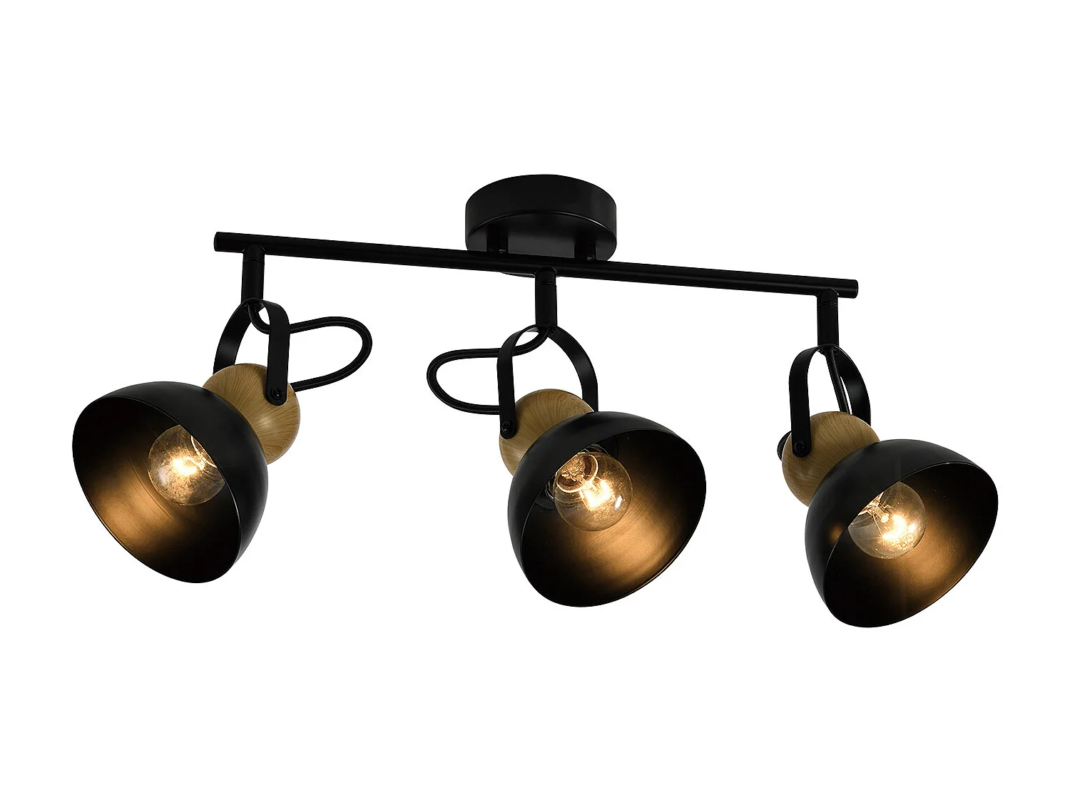 NETTLIFE Vintage Schwarz Deckenstrahler E27 350° Verstellbar Retro Industrial Metall Flurlampe 3 Flammig