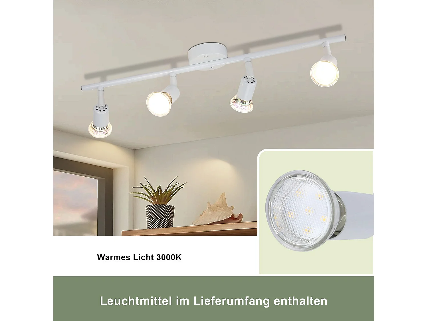 NETTLIFE Verstellbarer LED Deckenstrahler GU10 4 Flammig Deckenspots Verstellbar Industrial Wohnzimmer