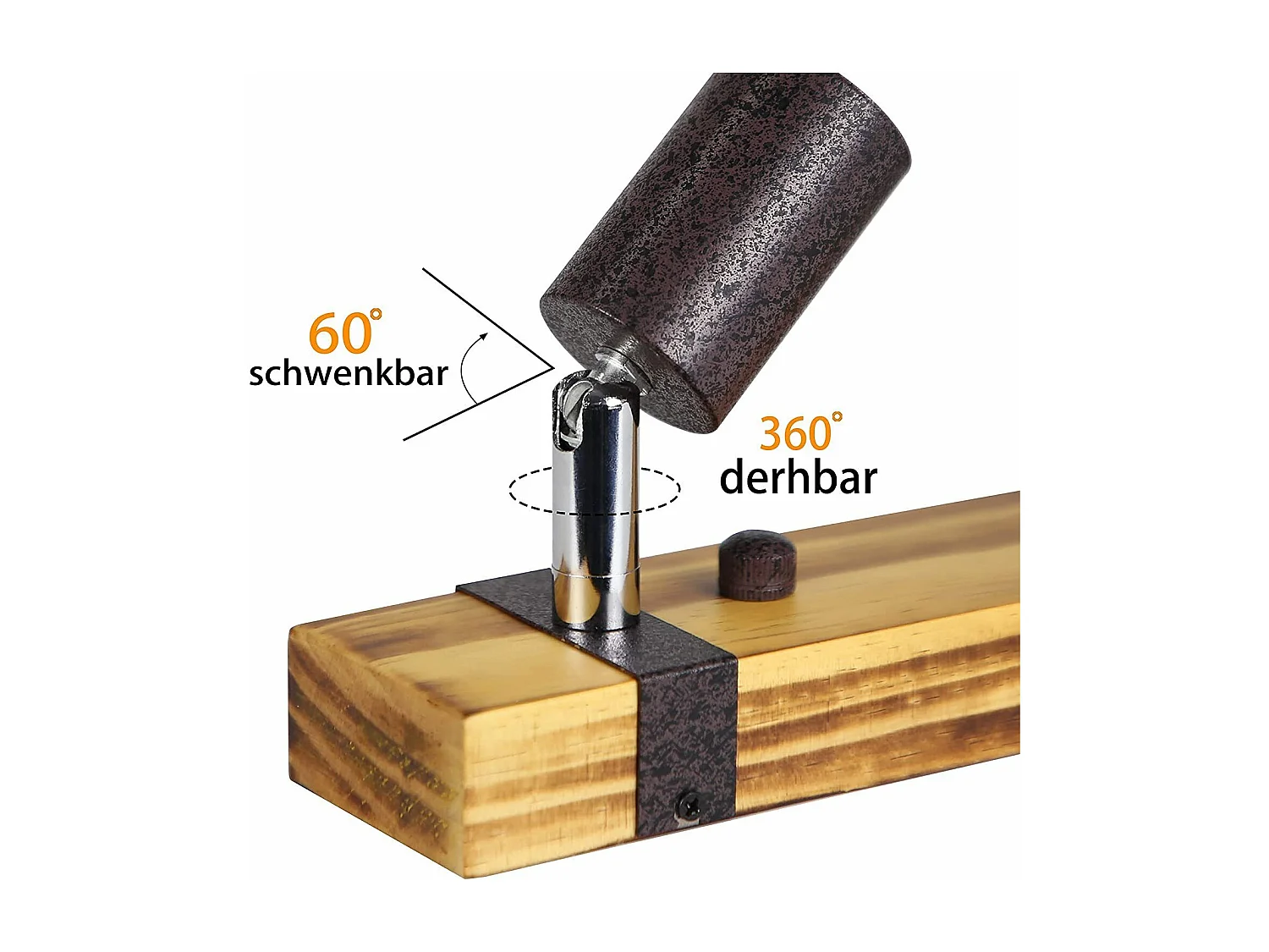 NETTLIFE Retro plafondspot 2 lampen dimbaar met houten balk, LED verstelbaar, verwisselbaar