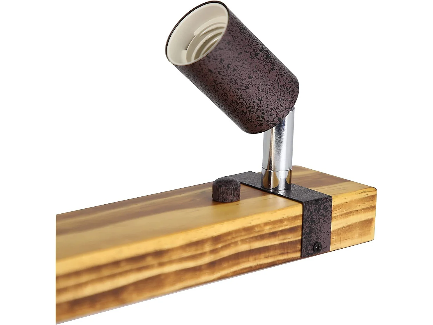 NETTLIFE Retro plafondspot 2 lampen dimbaar met houten balk, LED verstelbaar, verwisselbaar