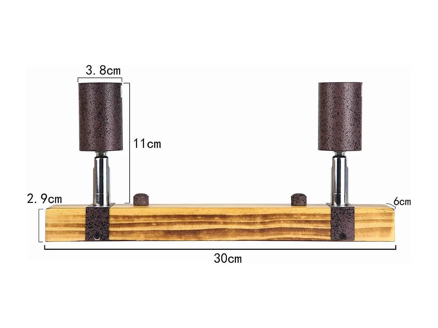NETTLIFE Retro plafondspot 2 lampen dimbaar met houten balk, LED verstelbaar, verwisselbaar