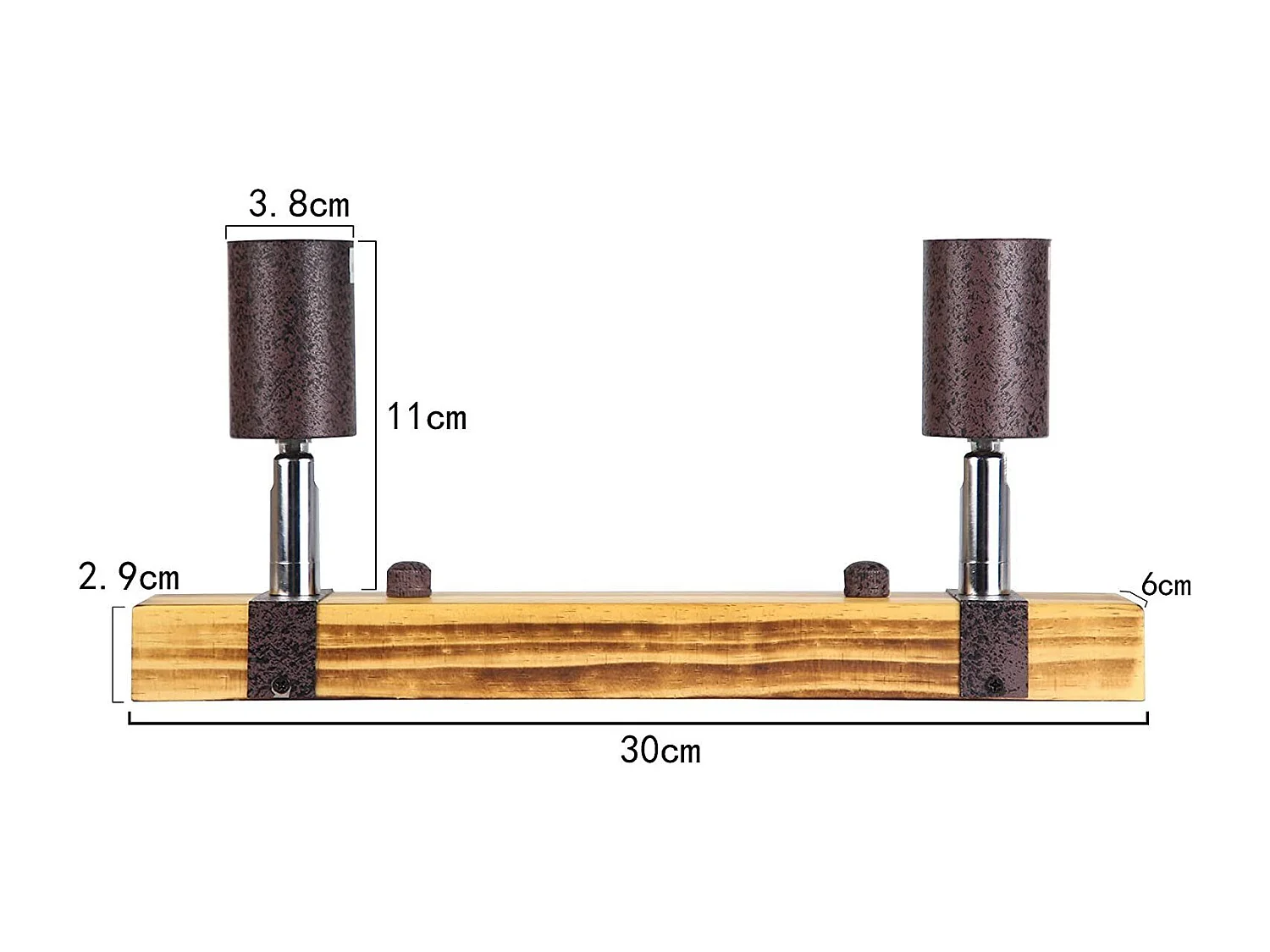 NETTLIFE Spot de plafond rétro 2 lampes dimmable avec poutre en bois, LED orientable, interchangeable