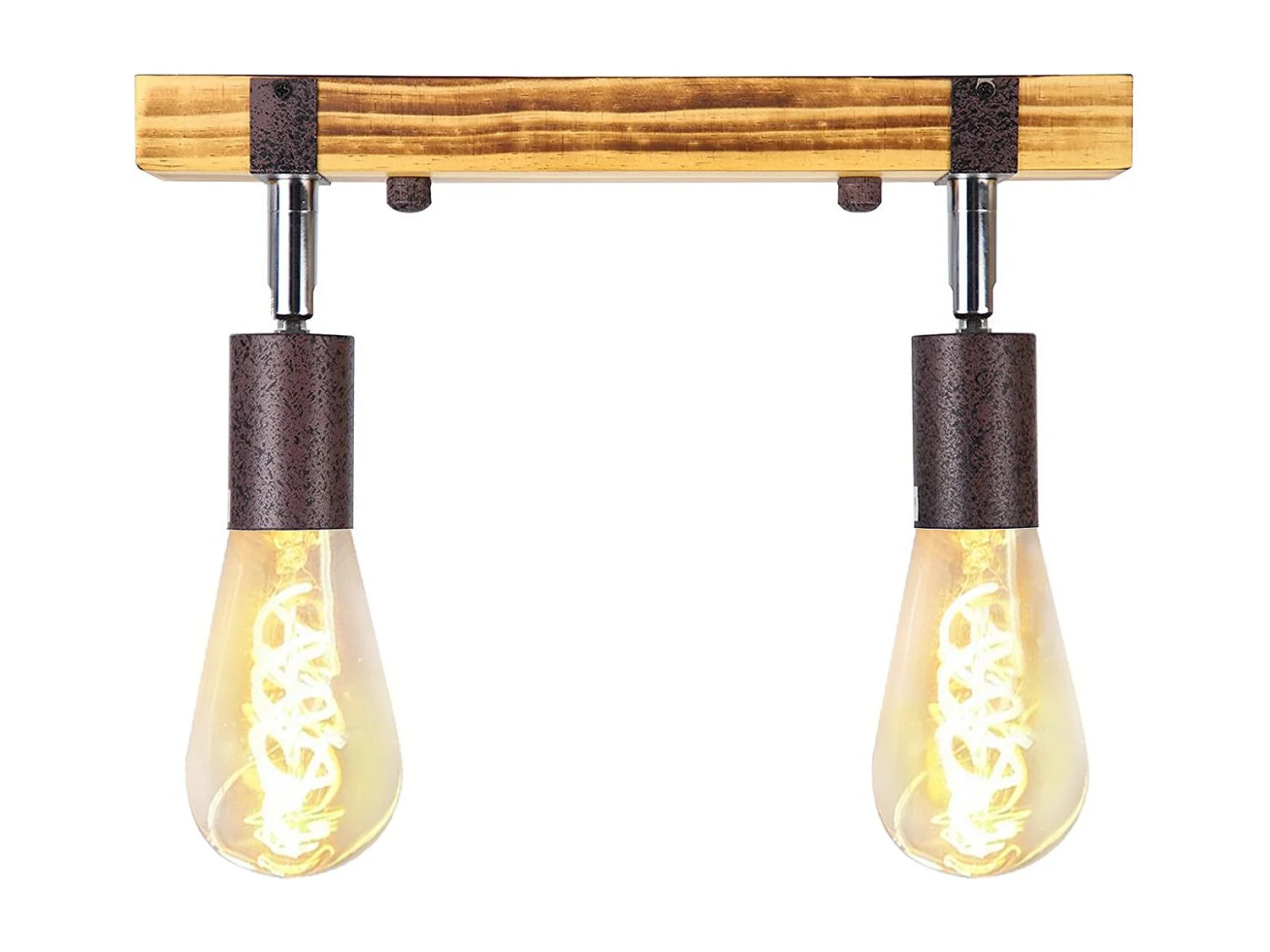 NETTLIFE Spot de plafond rétro 2 lampes dimmable avec poutre en bois, LED orientable, interchangeable