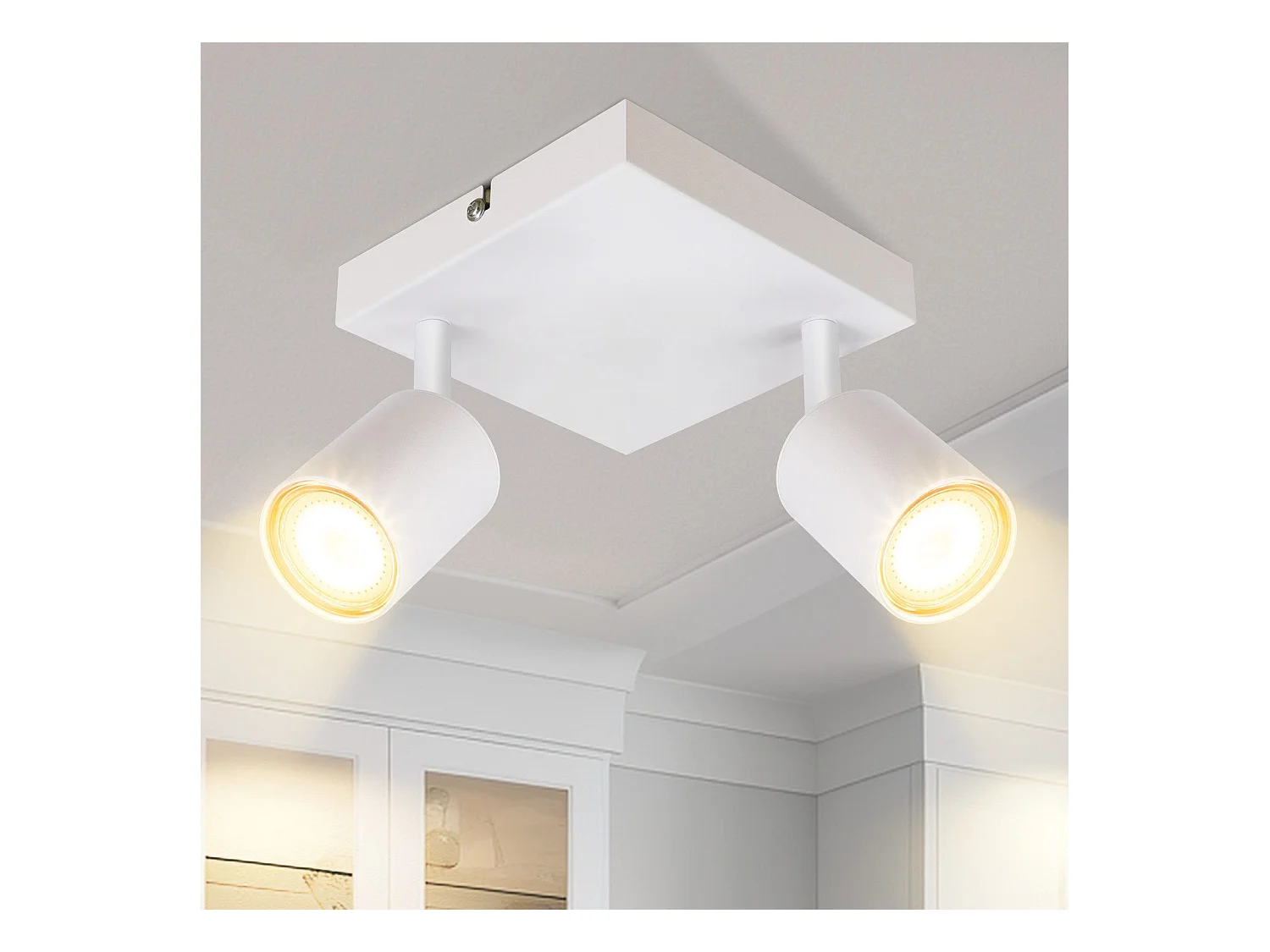 NETTLIFE Spot plafond salon 2 ampoules  GU10 orientable pour chambre cuisine