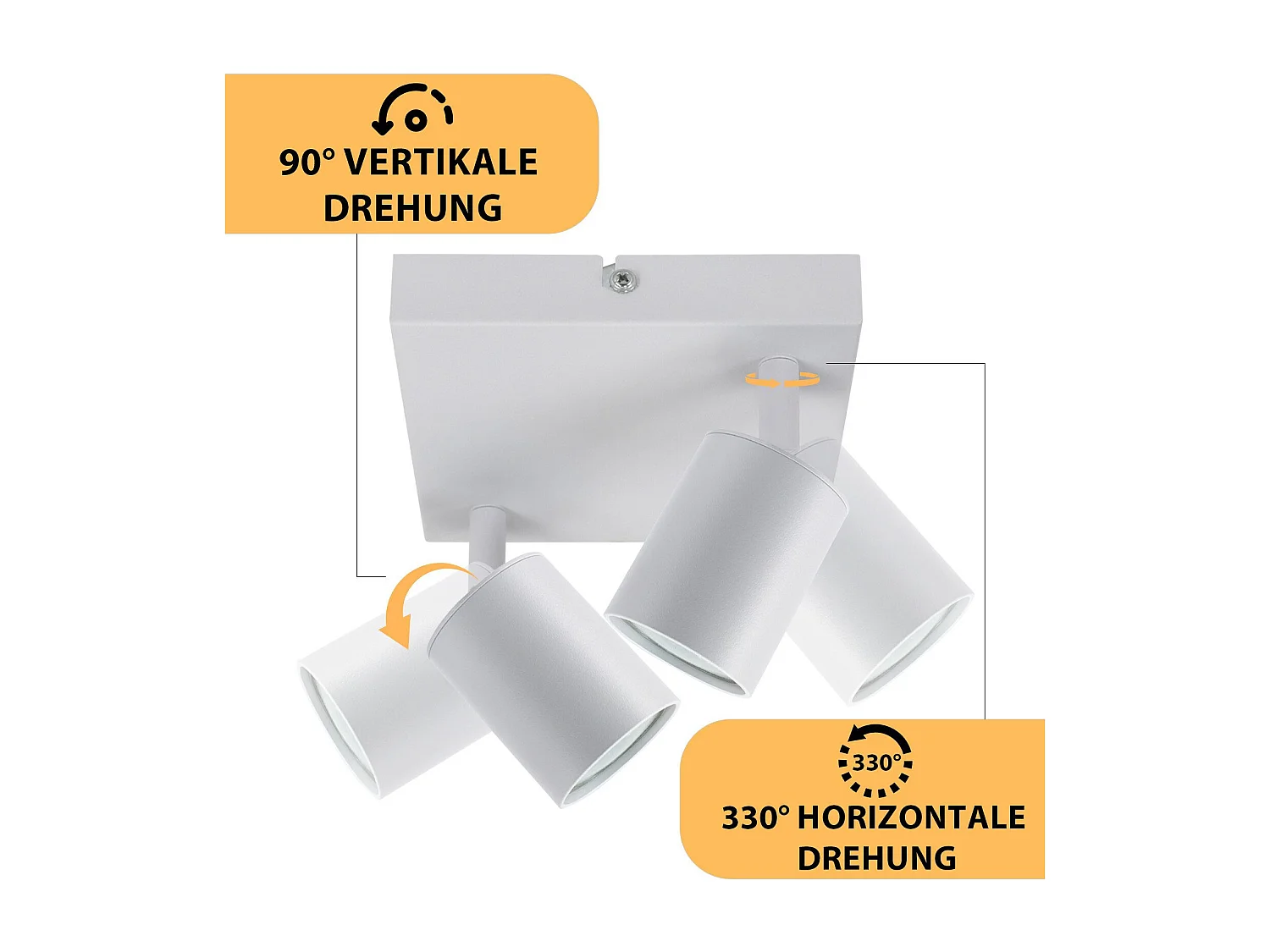 NETTLIFE Spot plafond salon 2 ampoules  GU10 orientable pour chambre cuisine