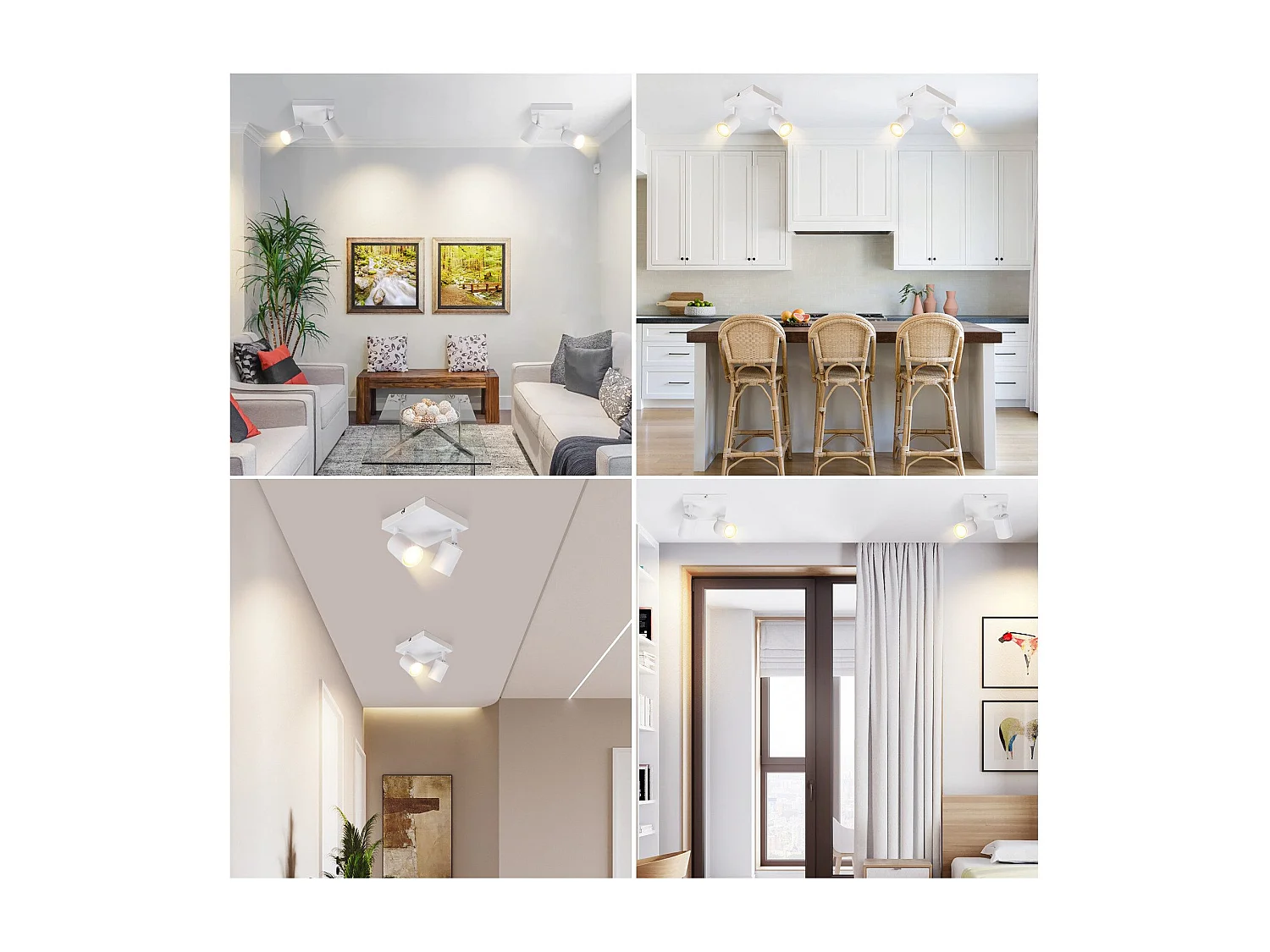 NETTLIFE Spot plafond salon 2 ampoules  GU10 orientable pour chambre cuisine