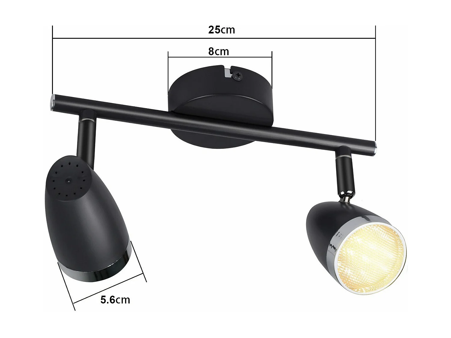 Foco de techo LED NETTLIFE 2 focos moderno 4W negro 3000K orientable 350°