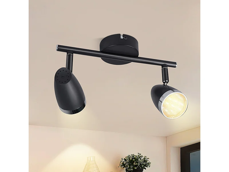 NETTLIFE Reflektor sufitowy LED 2 żarówki nowoczesny 4W czarny 3000K regulowany 350°