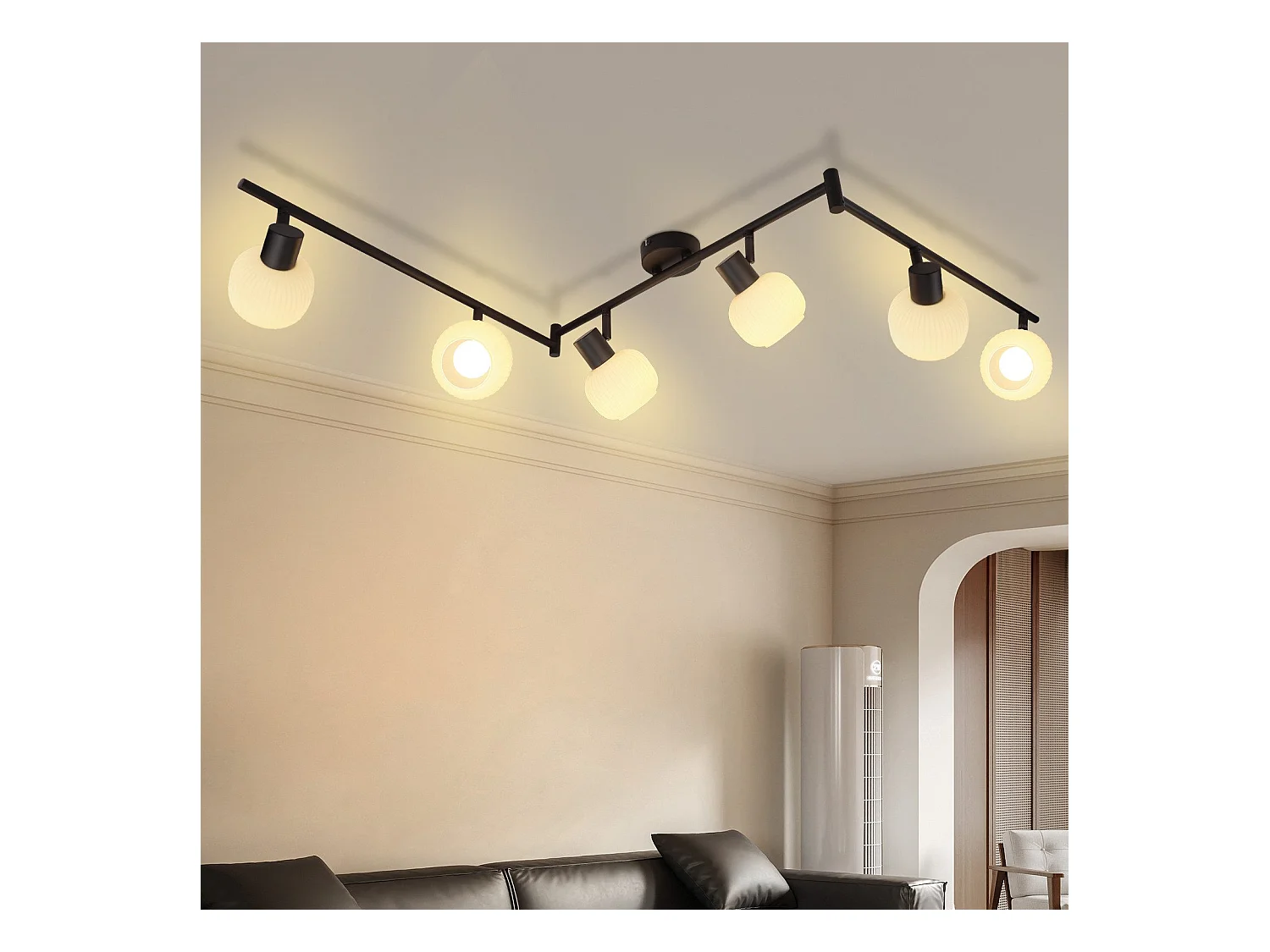 NETTLIFE Spot de plafond E14 plafonnier 6 flammes intérieur abat-jour en verre spot orientable