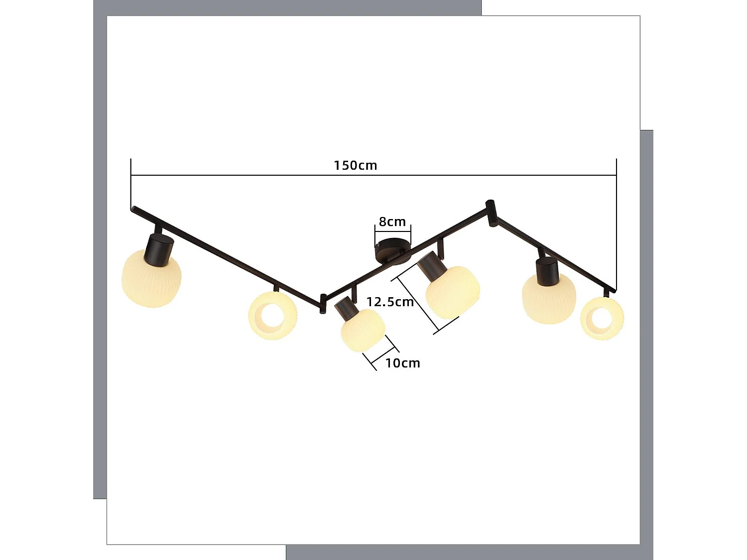 NETTLIFE Spot de plafond E14 plafonnier 6 flammes intérieur abat-jour en verre spot orientable