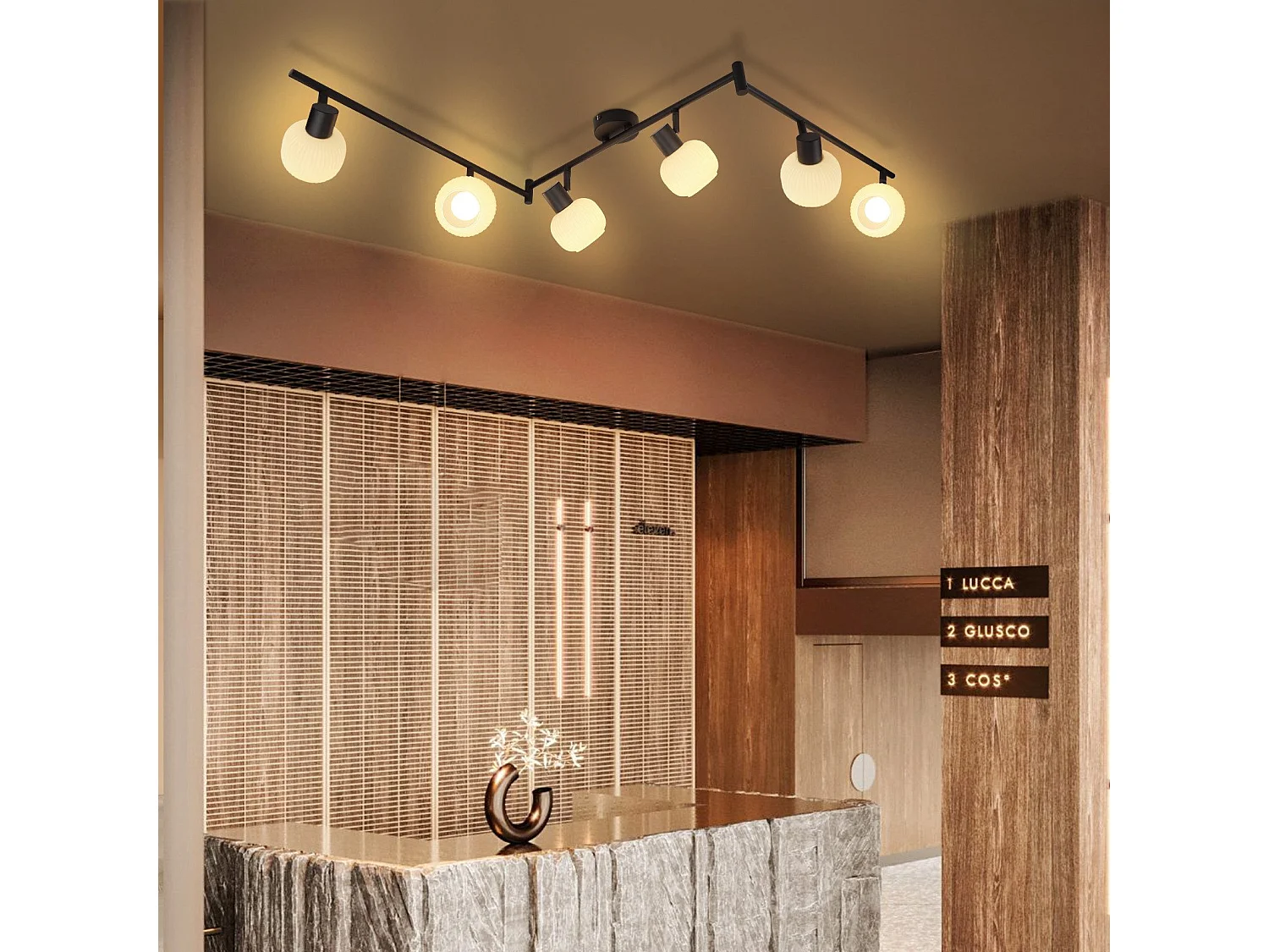 NETTLIFE Spot de plafond E14 plafonnier 6 flammes intérieur abat-jour en verre spot orientable