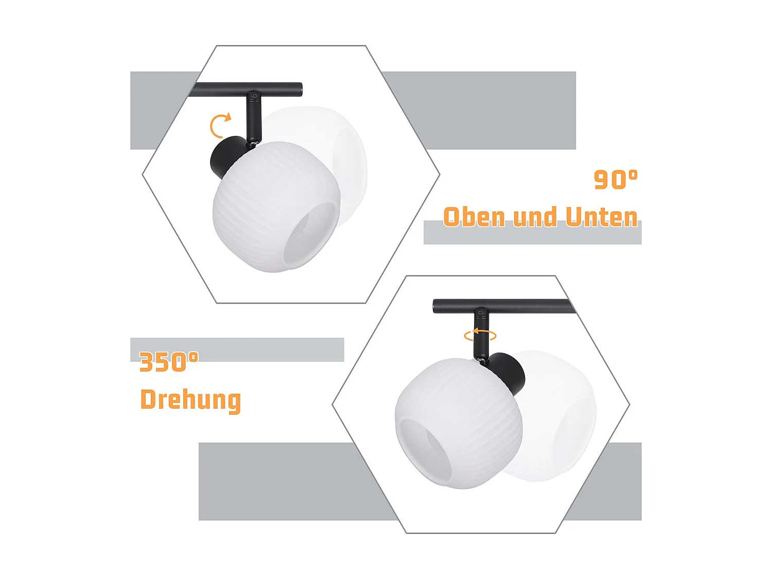 NETTLIFE Spot de plafond E14 plafonnier 6 flammes intérieur abat-jour en verre spot orientable