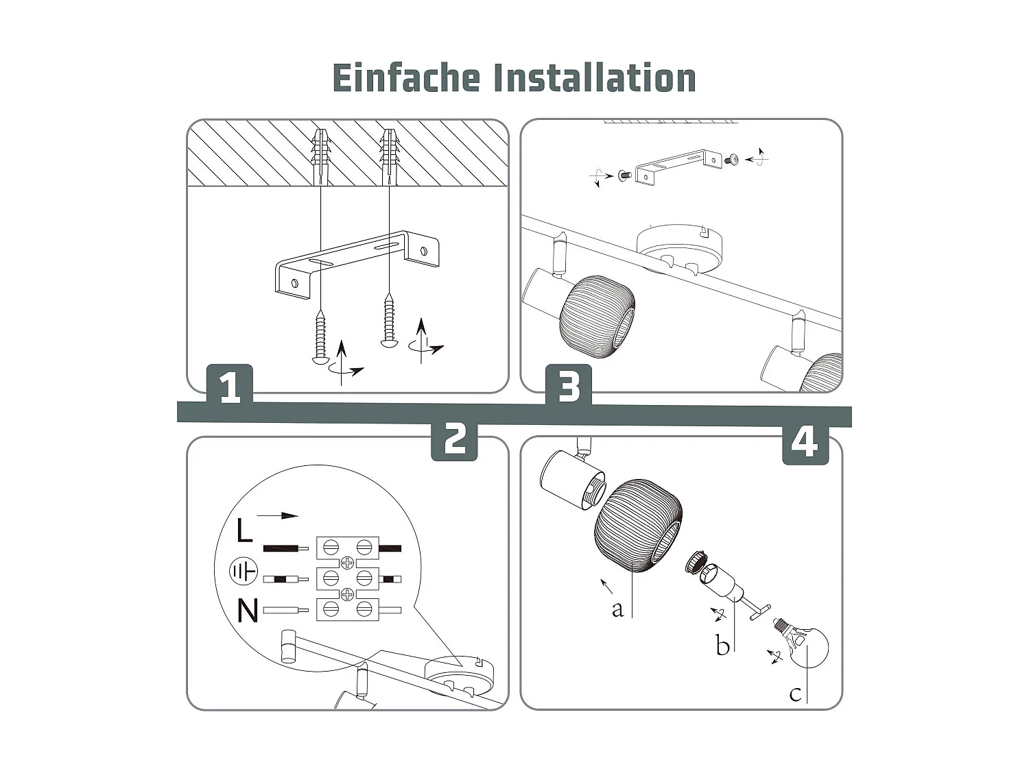 NETTLIFE Spot de plafond E14 plafonnier 6 flammes intérieur abat-jour en verre spot orientable