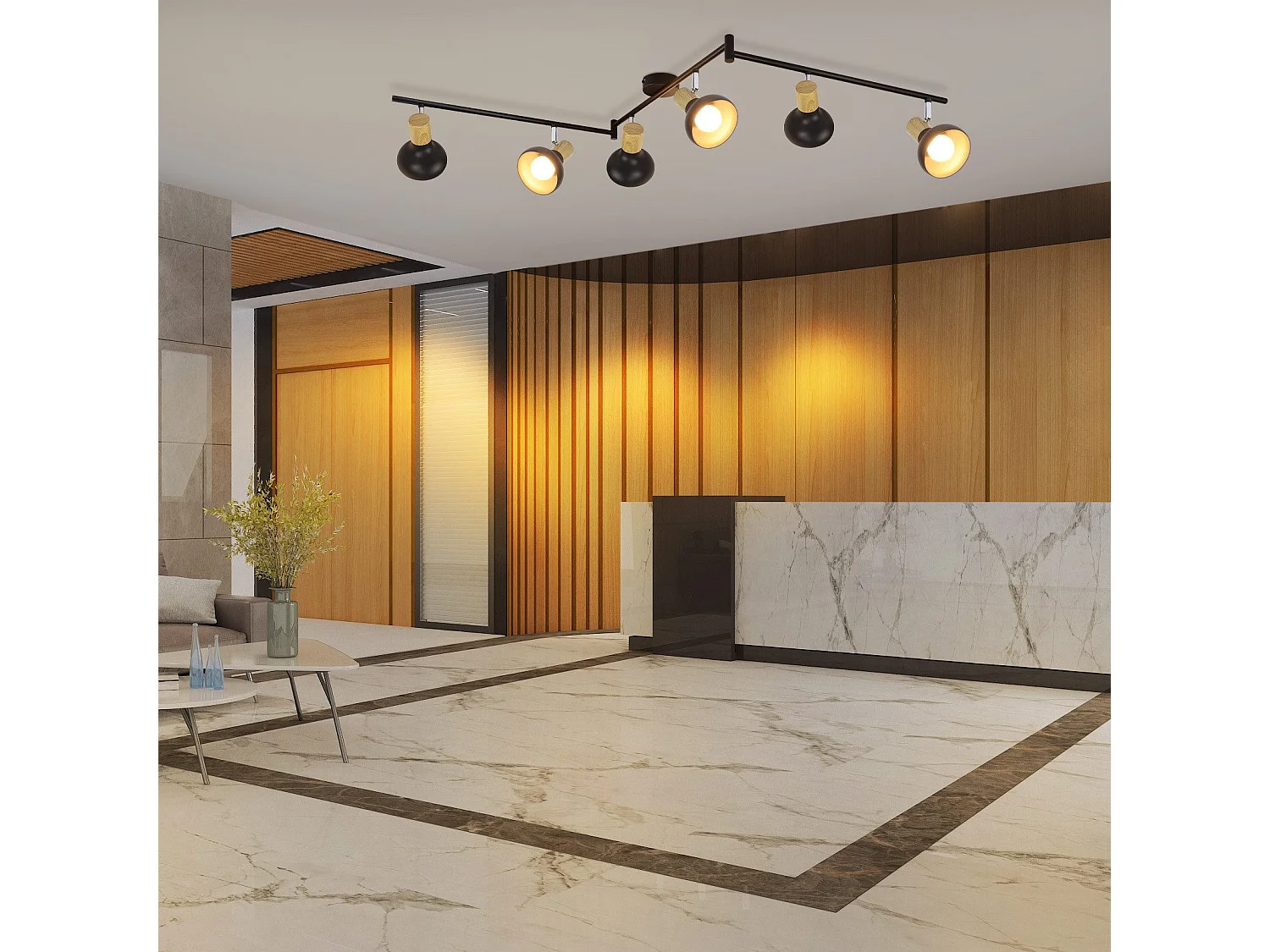 NETTLIFE Spot de plafond vintage E14 intérieur 350° orientable noir Pivotant 350° Industriel 6 flammes rond