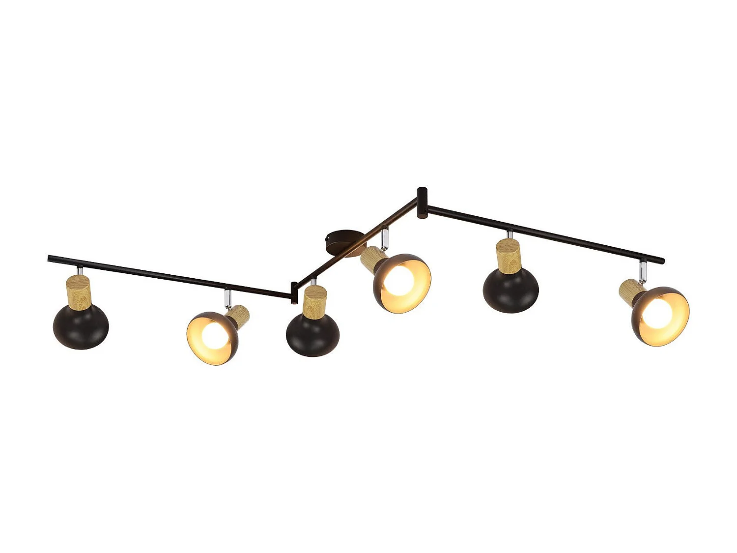 NETTLIFE Spot de plafond vintage E14 intérieur 350° orientable noir Pivotant 350° Industriel 6 flammes rond