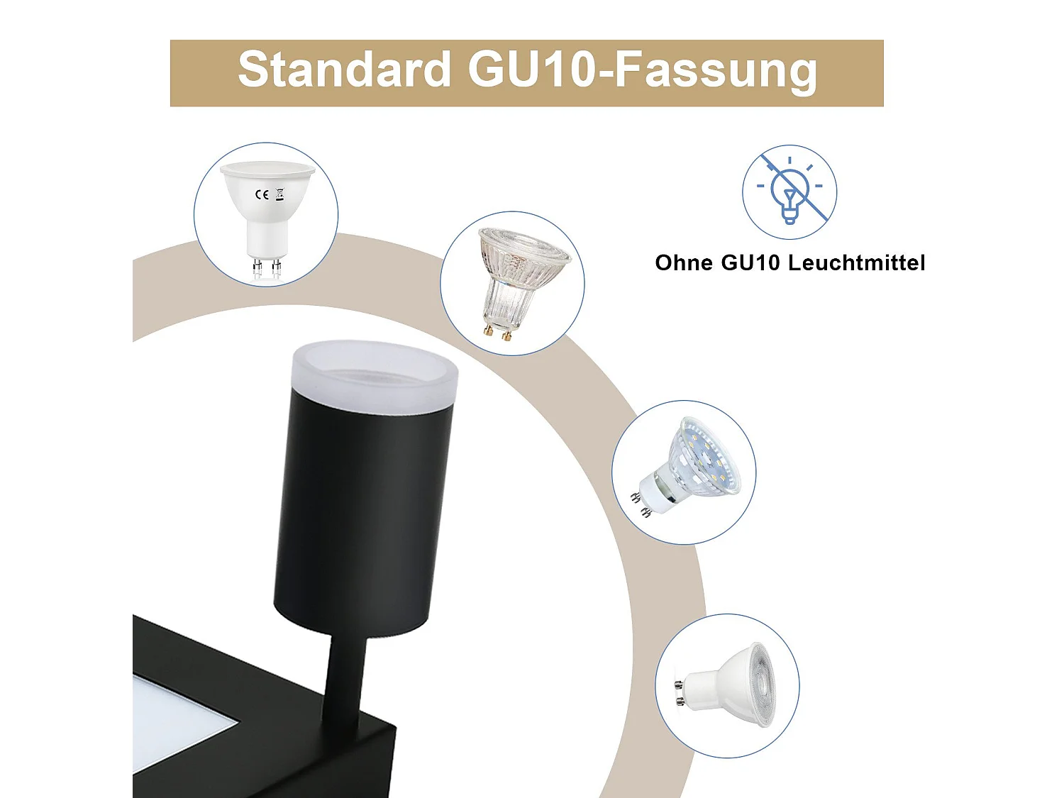 NETTLIFE Foco de techo cuadrado GU10 3000k blanco cálido 20W Lámpara de dormitorio ajustable 350° Blanco cálido