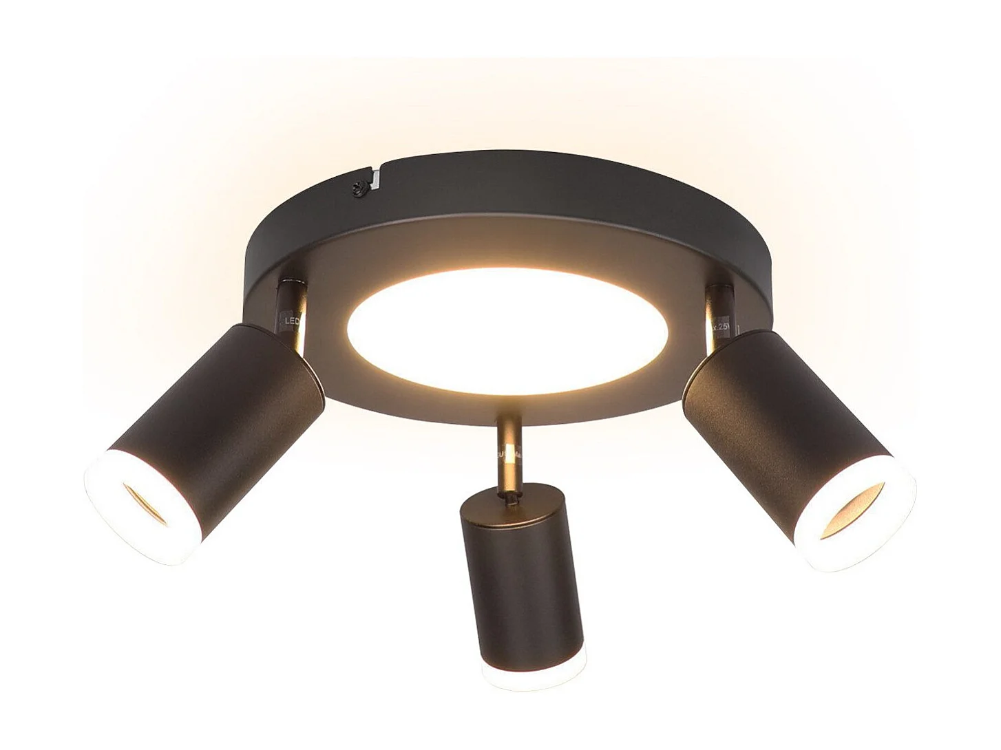 NETTLIFE Spot de plafond 3 ampoules GU10 20W chambre 3000k lampe cuisine noire orientable 350 orientable en métal