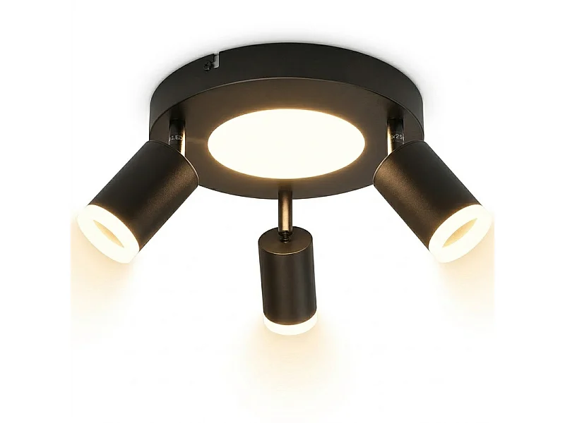 NETTLIFE Spot de plafond 3 ampoules GU10 20W chambre 3000k lampe cuisine noire orientable 350 orientable en métal