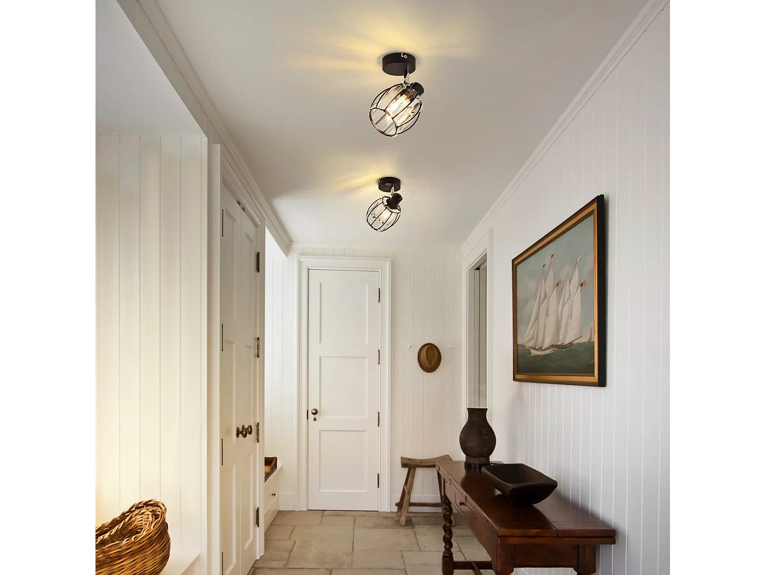 Vintage Czarny Kryształowy Reflektor Sufitowy E14 Do Korytarza 350° Regulowany Przemysłowy Wymienny