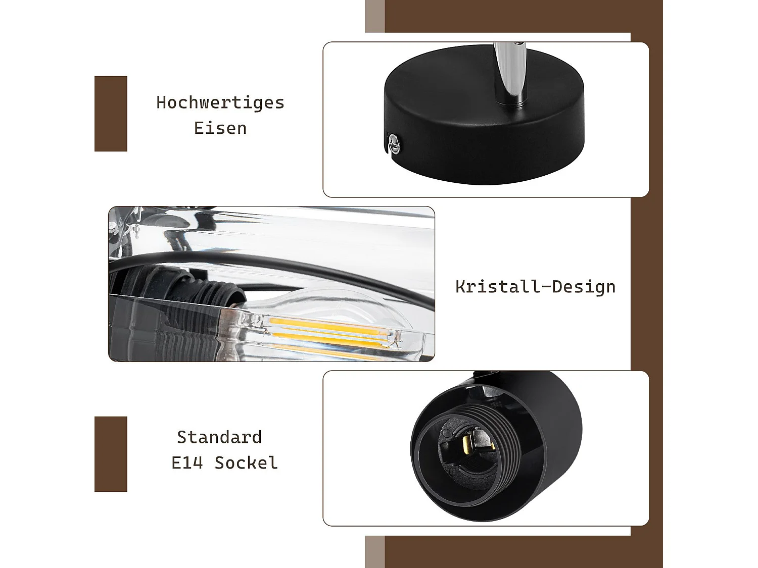 Vintage Czarny Kryształowy Reflektor Sufitowy E14 Do Korytarza 350° Regulowany Przemysłowy Wymienny