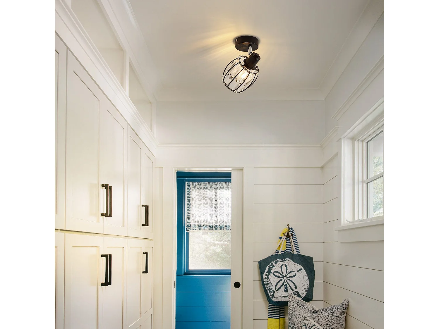 Spot De Plafond En Cristal Noir Vintage E14 Pour Couloir 350° Orientable Industriel Interchangeable