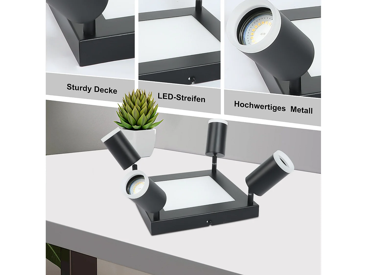 NETTLIFE Plafondspot 4 lampen GU10 3000k 20W Zwarte keukenlamp Warm wit Draaibare hallamp