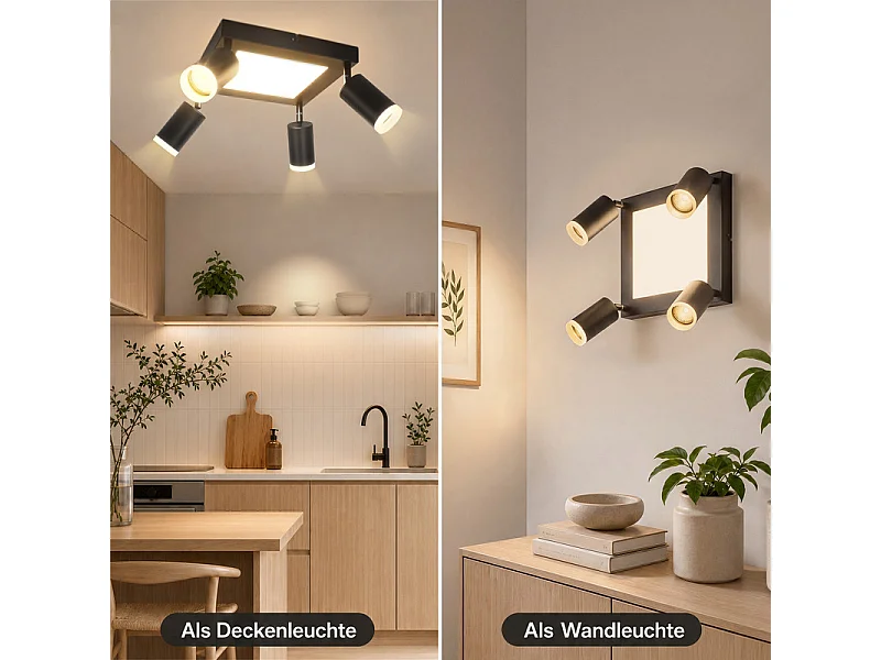 NETTLIFE Plafondspot 4 lampen GU10 3000k 20W Zwarte keukenlamp Warm wit Draaibare hallamp