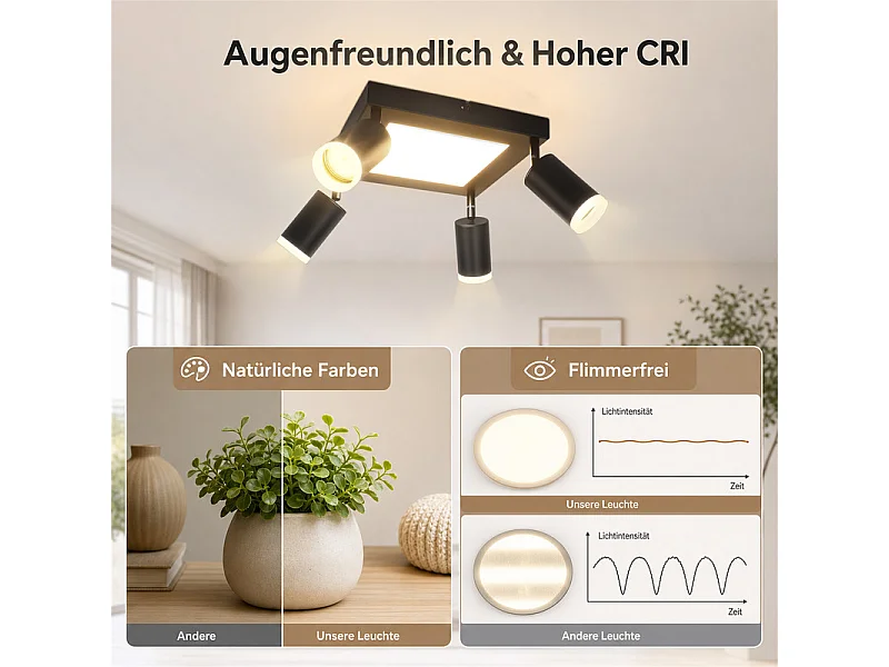 NETTLIFE Plafondspot 4 lampen GU10 3000k 20W Zwarte keukenlamp Warm wit Draaibare hallamp