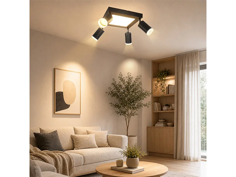 NETTLIFE Plafondspot 4 lampen GU10 3000k 20W Zwarte keukenlamp Warm wit Draaibare hallamp