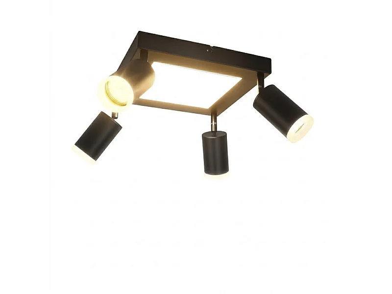 NETTLIFE Plafondspot 4 lampen GU10 3000k 20W Zwarte keukenlamp Warm wit Draaibare hallamp