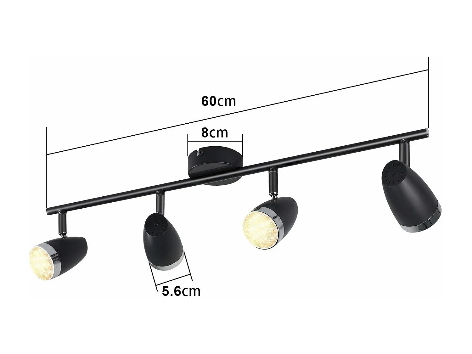 NETTLIFE Spot de plafond LED 4 ampoules moderne 4W noir 3000K orientable 350°