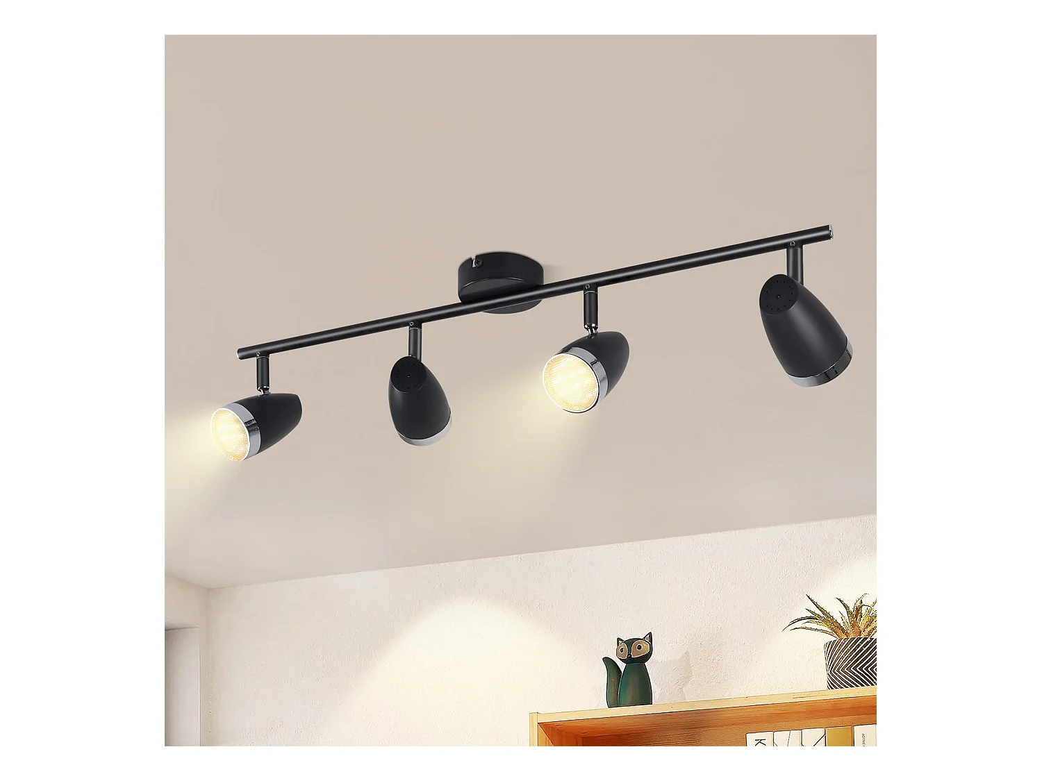 NETTLIFE LED plafondspot 4 lampen modern 4W zwart 3000K verstelbaar 350°