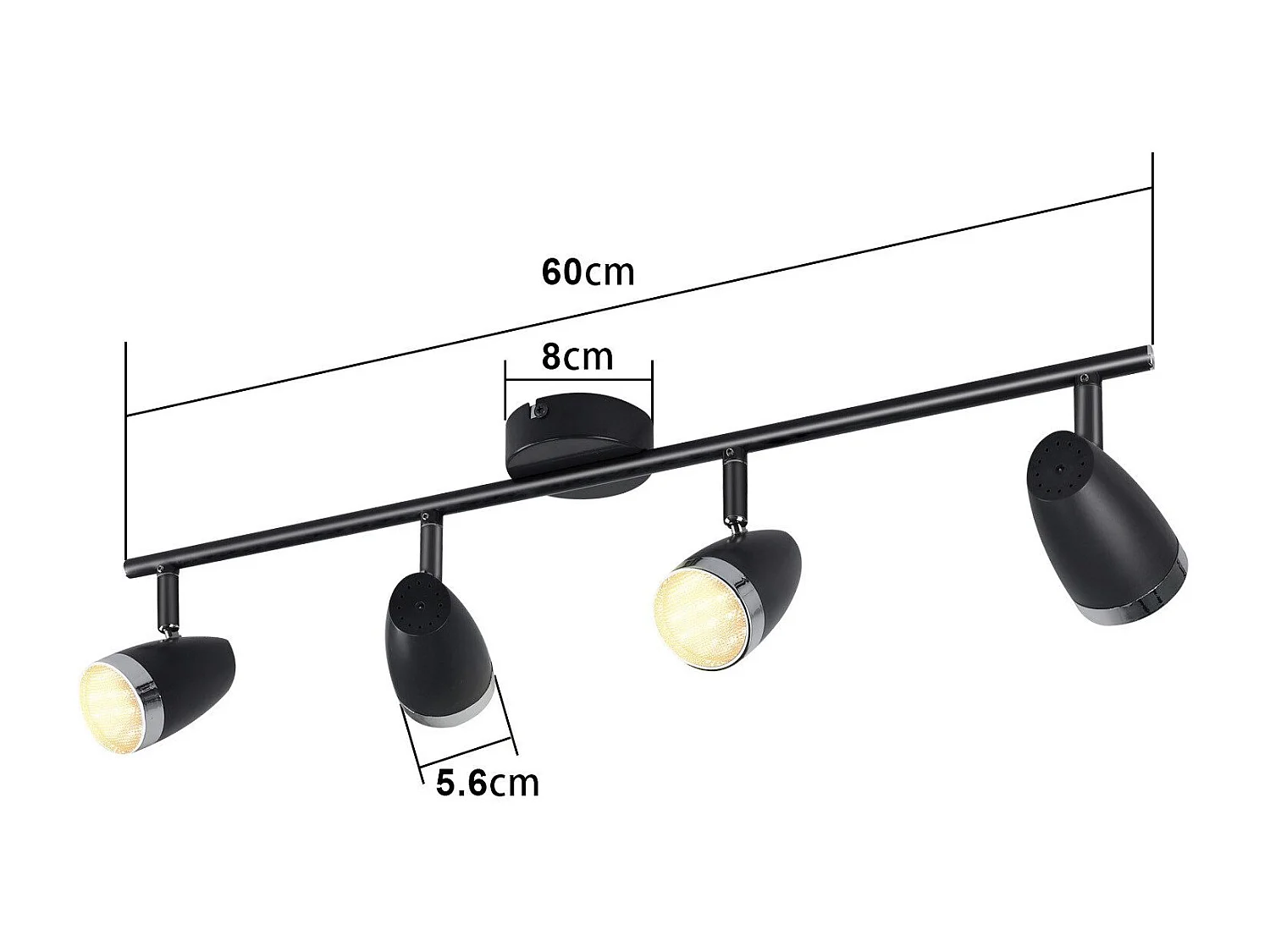 NETTLIFE Spot de plafond LED 4 ampoules moderne 4W noir 3000K orientable 350°