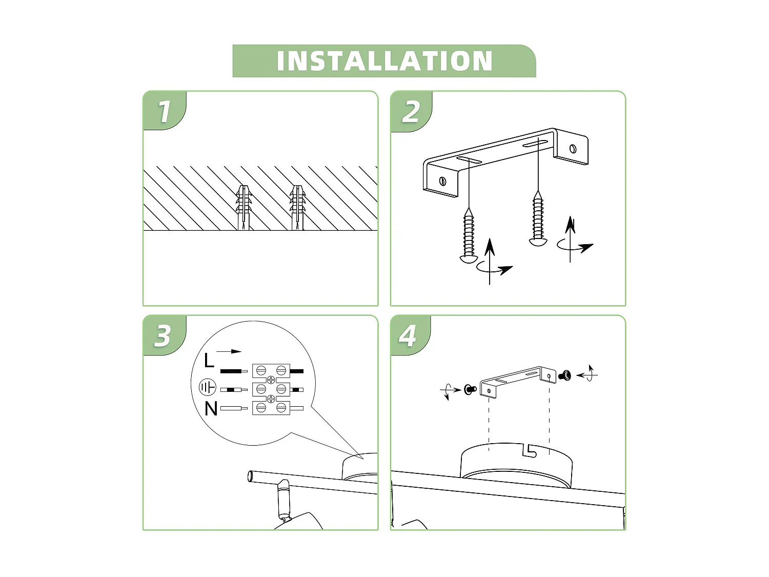 NETTLIFE Spot de plafond LED 4 ampoules moderne 4W noir 3000K orientable 350°