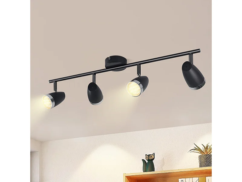 NETTLIFE Reflektor sufitowy LED 4 żarówki nowoczesny 4W czarny 3000K regulowany 350°