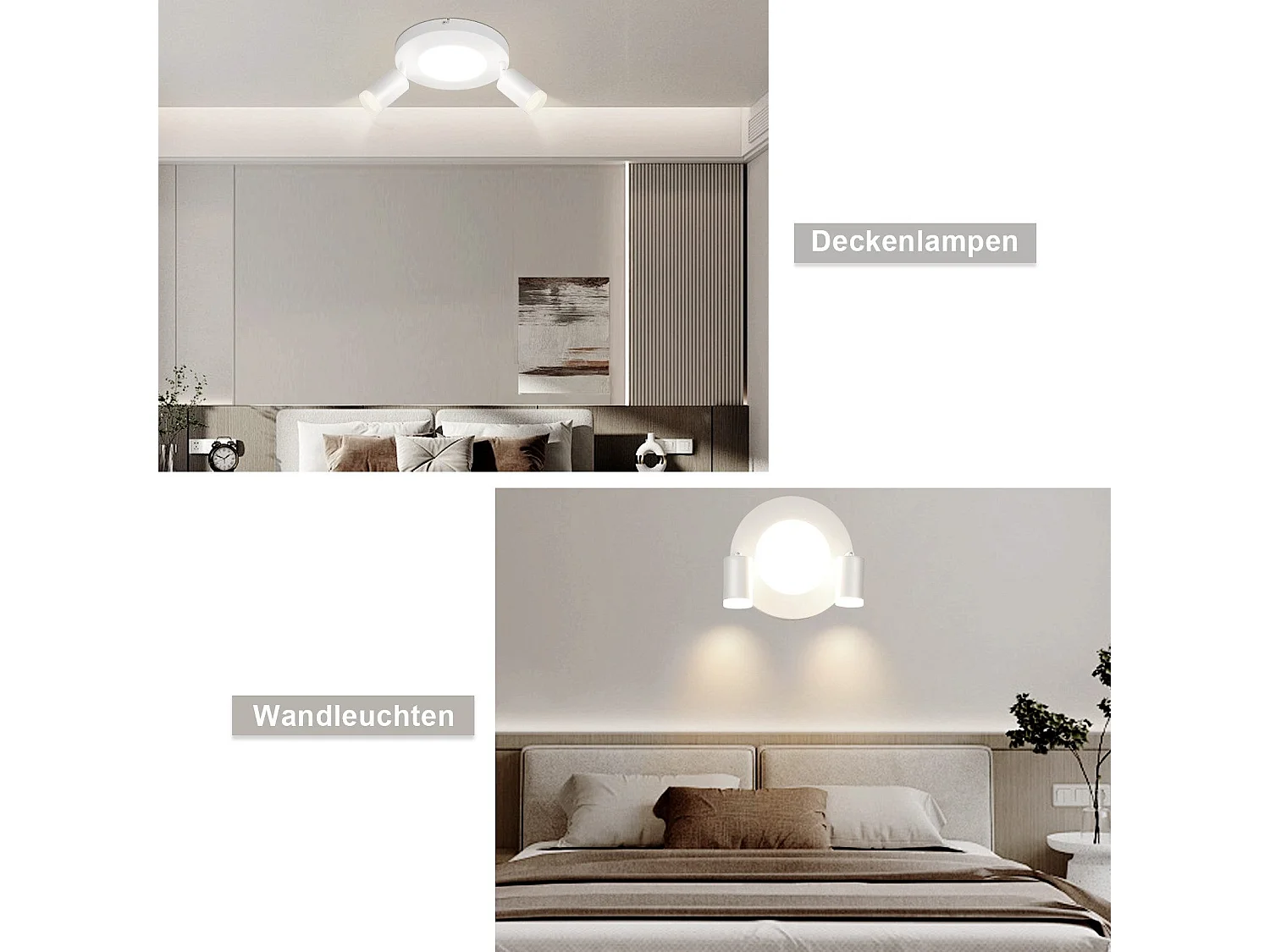 NETTLIFE Spot de plafond 2 ampoules GU10 20W chambre 3000k  Pivotant Pivotant en métal à 350°