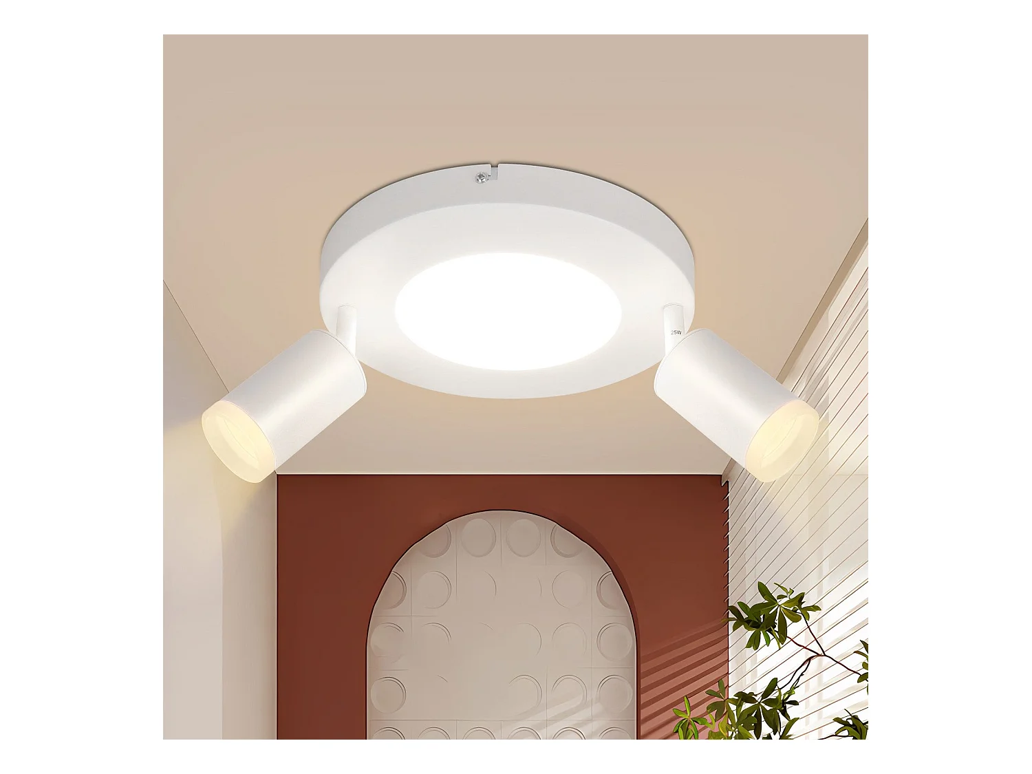 NETTLIFE Spot de plafond 2 ampoules GU10 20W chambre 3000k  Pivotant Pivotant en métal à 350°