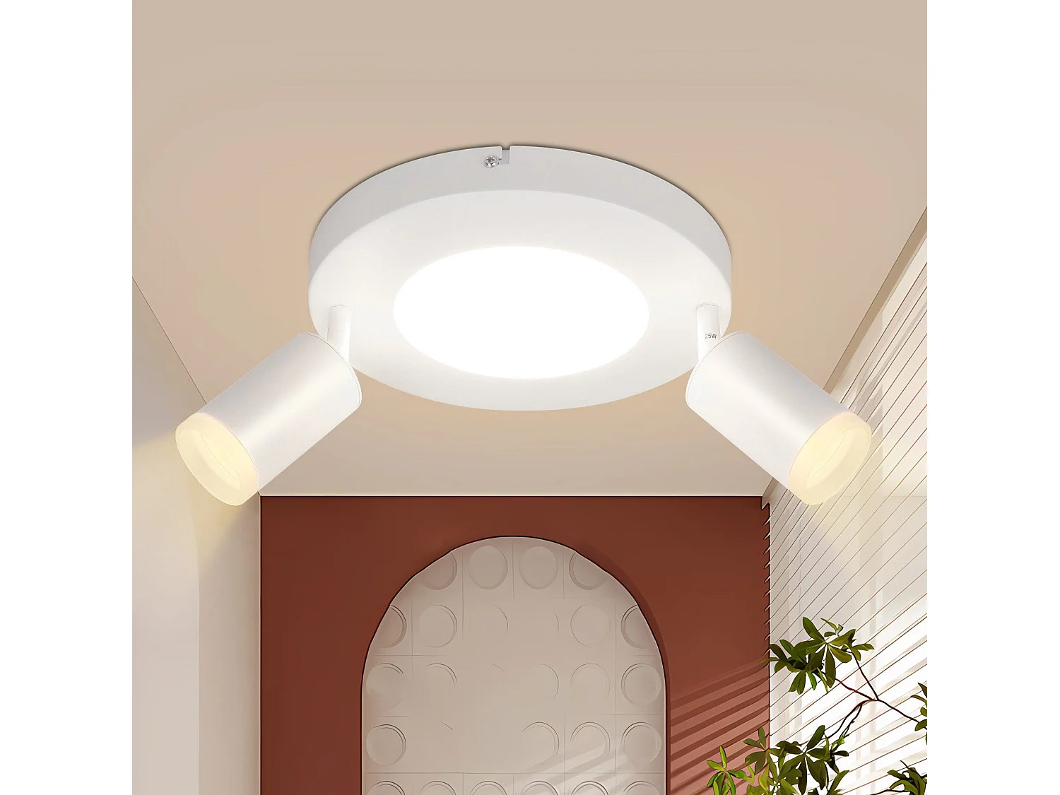 NETTLIFE Spot de plafond 2 ampoules GU10 20W chambre 3000k  Pivotant Pivotant en métal à 350°