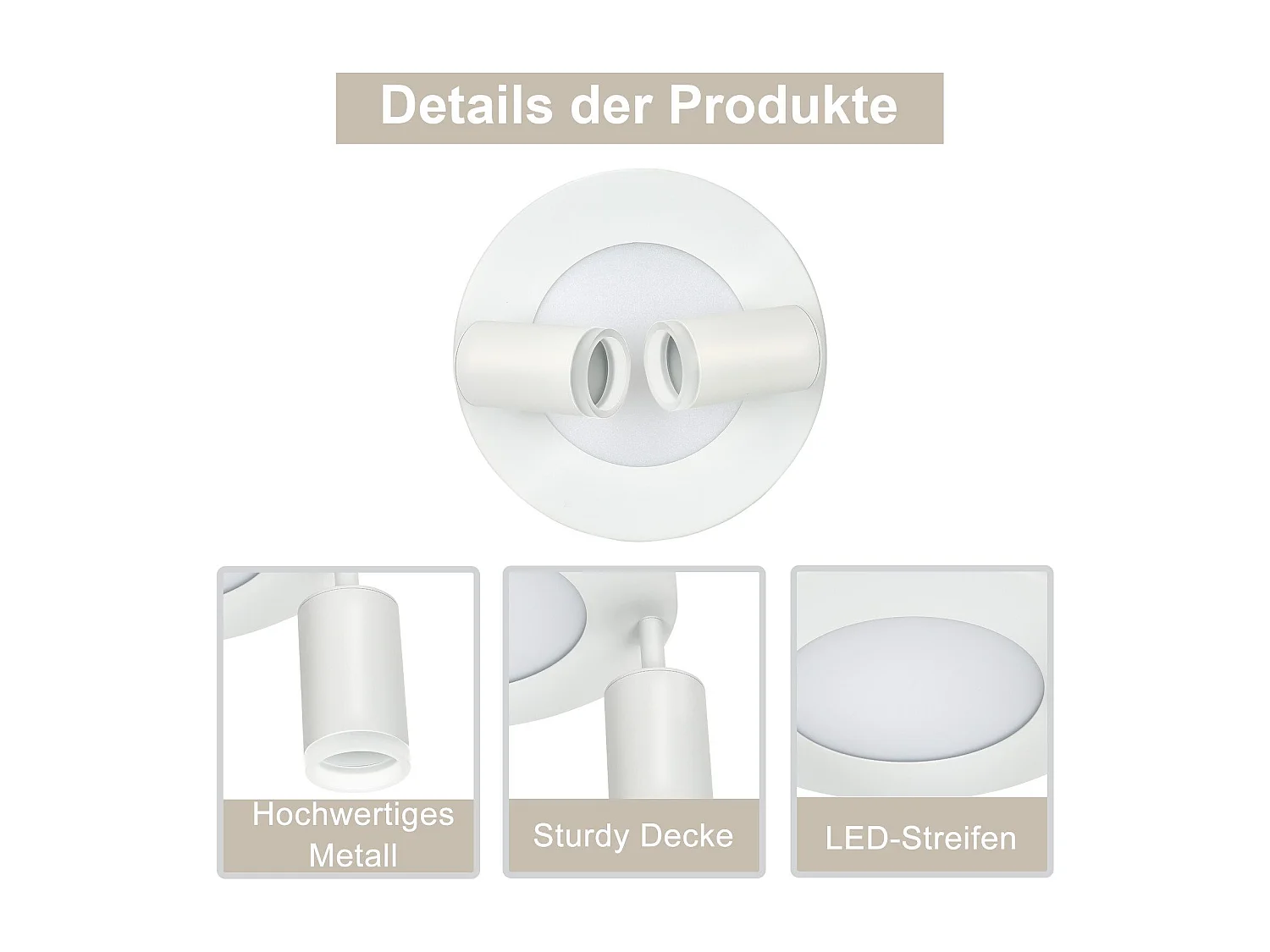 NETTLIFE Spot de plafond 2 ampoules GU10 20W chambre 3000k  Pivotant Pivotant en métal à 350°