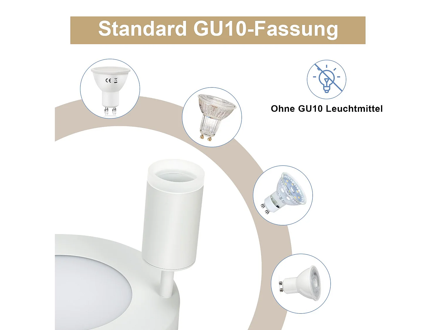 NETTLIFE Spot de plafond 2 ampoules GU10 20W chambre 3000k  Pivotant Pivotant en métal à 350°