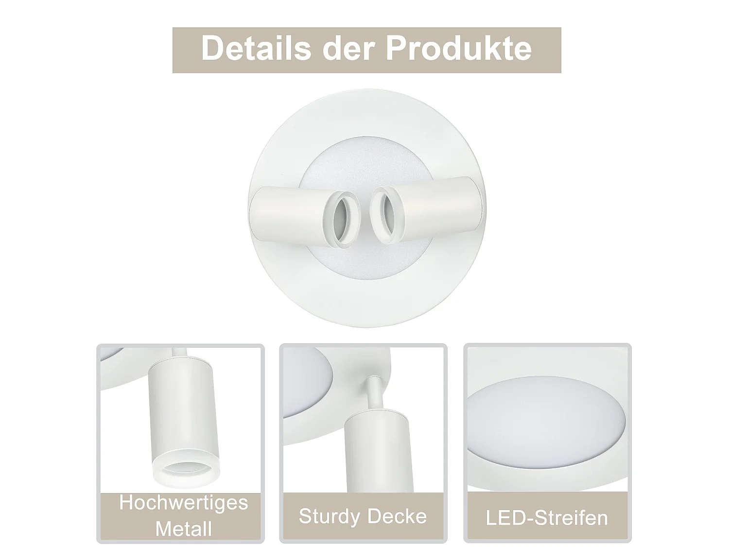 NETTLIFE Spot de plafond 2 ampoules GU10 20W chambre 3000k  Pivotant Pivotant en métal à 350°