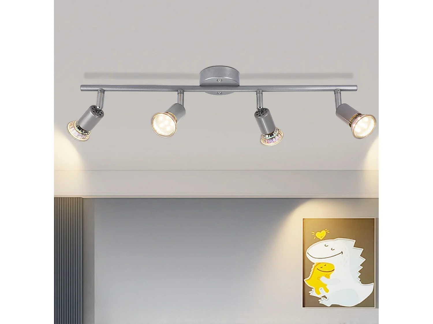 Reflektor sufitowy NETTLIFE 4-płomienny GU10 Nowoczesny sufitowy reflektor do korytarza z żarówką w zestawie, regulowany w zakresie 350°